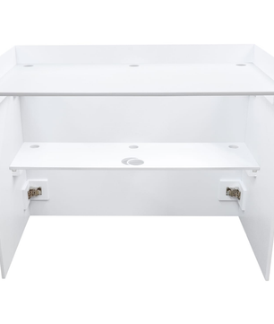 Odyssey PDJBOOTH483824WHITE | Folding DJ Booth Facade | 48in Portable Workstation with Shelves