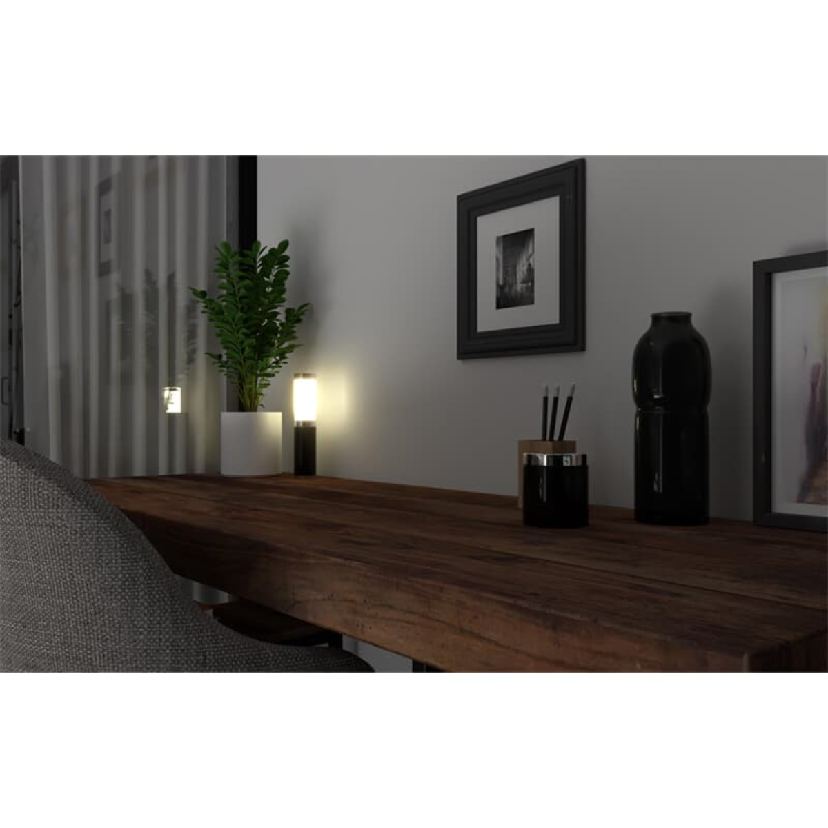 Ape Labs Table Light 2.0 Set of 1 Grey | Battery LED Table Light with Remote | IP65 360° Wireless Uplight Pack