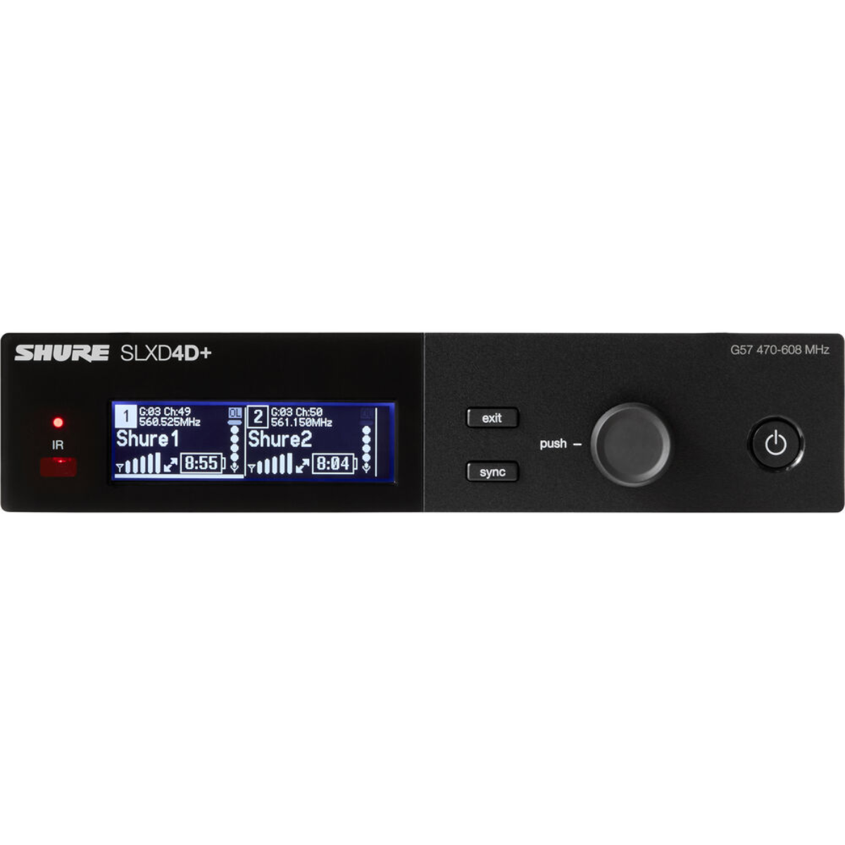 Shure SLXD4D+ - G57 | Dual-Channel Digital Receiver | 470-608 MHz Wideband RF