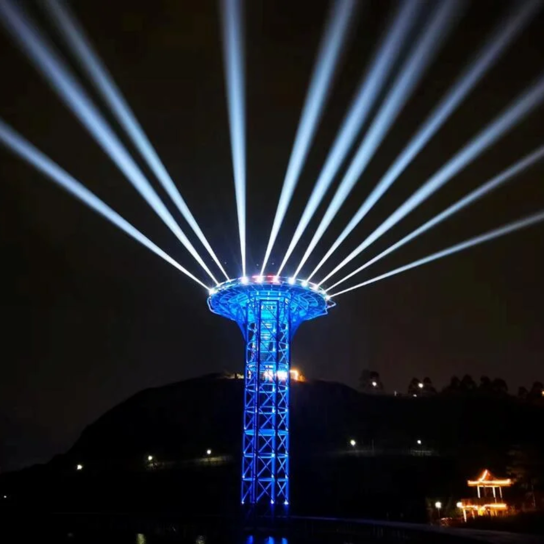 Crisp Jubaris beam 380IP | 380W IP65 Outdoor Beam Light | RGB Halo + Dual Prism FX