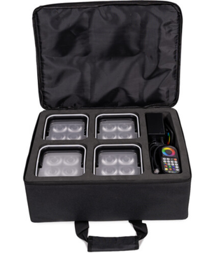 ColorKey MobilePar Mini Hex 4 MKII 4-Pack | Wireless Battery-Powered Uplights | RGBAW+UV Wash Lights with Carrying Case
