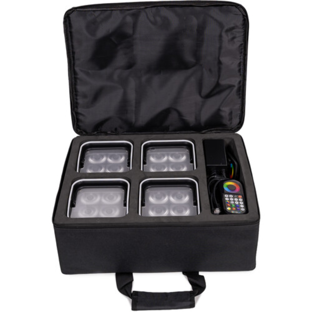 ColorKey MobilePar Mini Hex 4 MKII 4-Pack | Wireless Battery-Powered Uplights | RGBAW+UV Wash Lights with Carrying Case