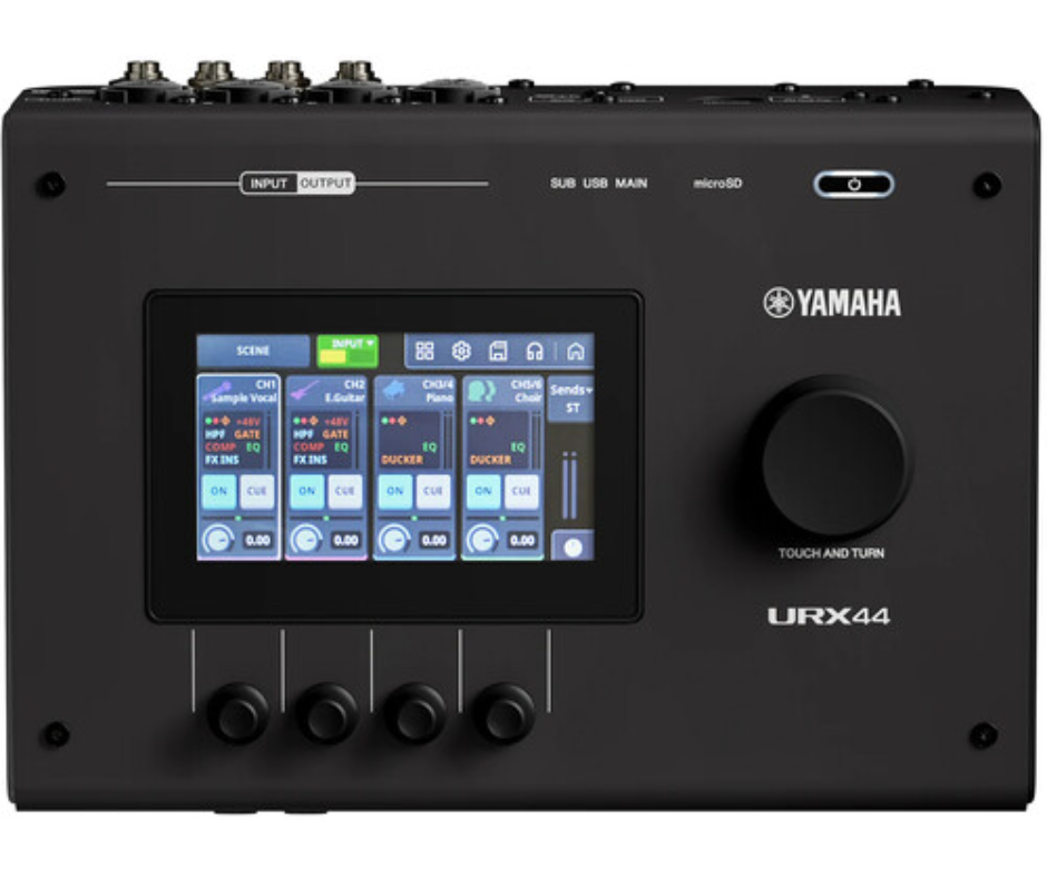Yamaha URX44 B | 32-Bit Interface with DSP & Touchscreen | 4 Mic Inputs + microSD Multitrack Recording