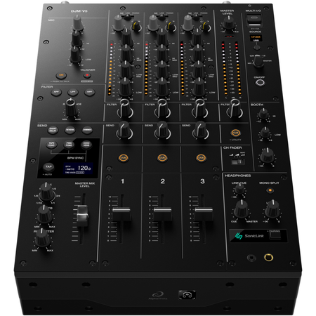 AlphaTheta DJM-V5 | 3-Channel Mixer with 4-Band EQ & Send FX | 96kHz DSP in Compact Form