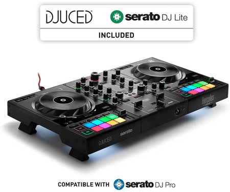 Hercules DJControl Inpulse 500 | 2-Deck Controller with Audio Interface | RGB Pads & Hardware Input Mixer