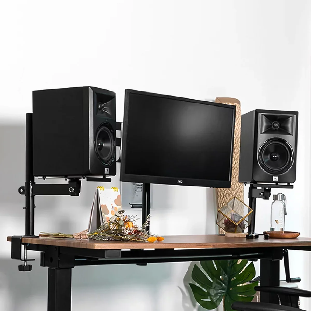 Wavebone Speaker Stand | Clamp On Desktop Monitor Stand | 360 Degree Adjustable Positioning