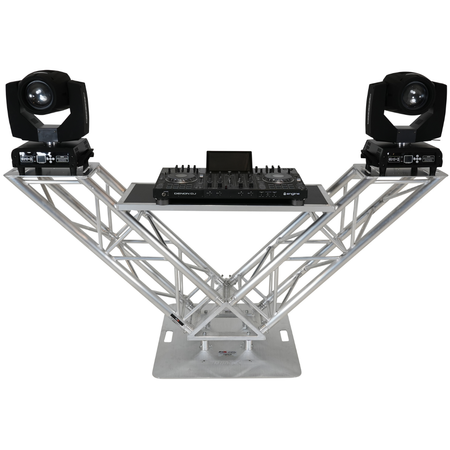 ProX XT-VERRAZANO30 | V-Shape Aluminum Truss DJ Table | Elevated Shelves with 30in Base Plate