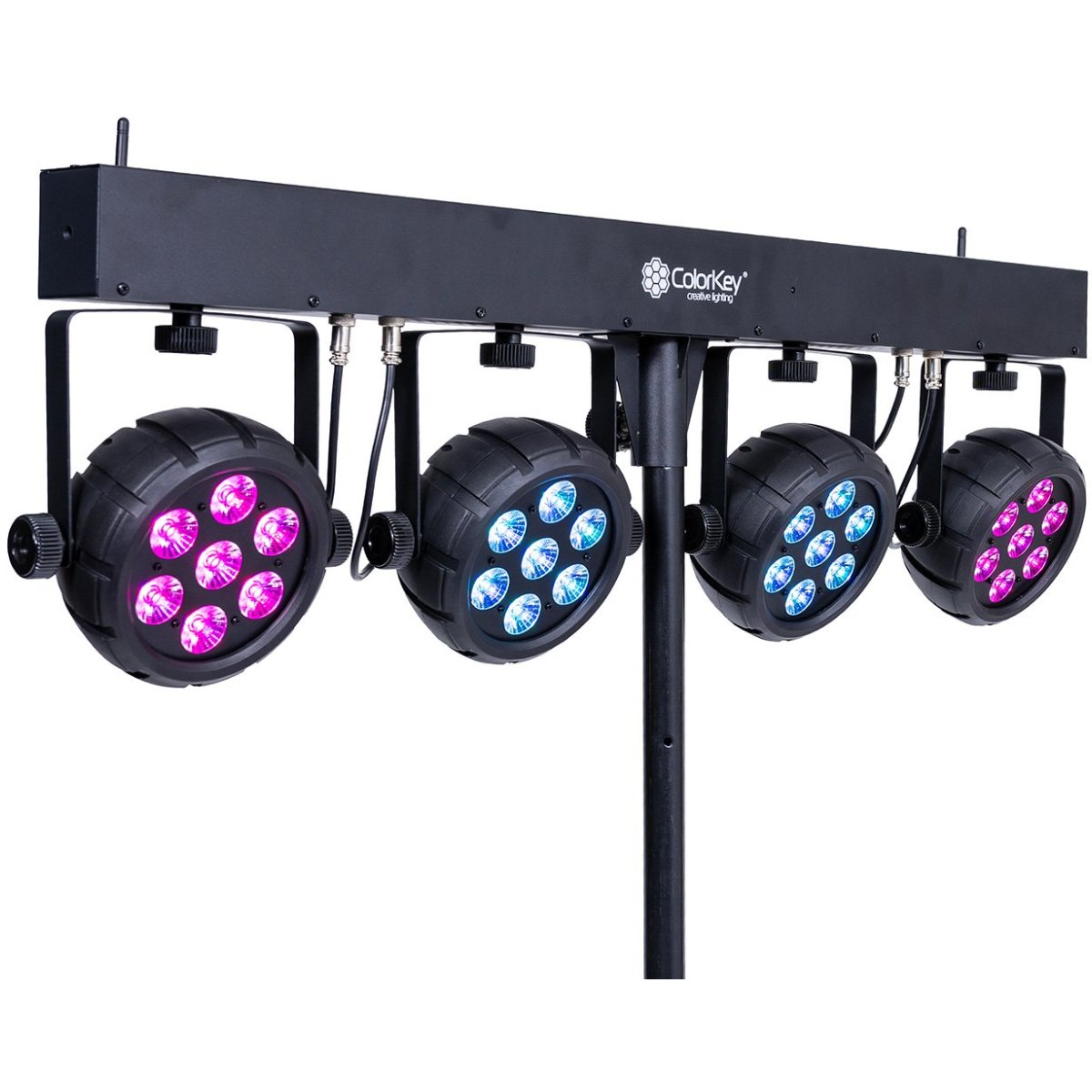 ColorKey PartyBar Mobile 500 EL | Wireless Battery Powered DJ Light Bar | All-in-One Wash System with Stand