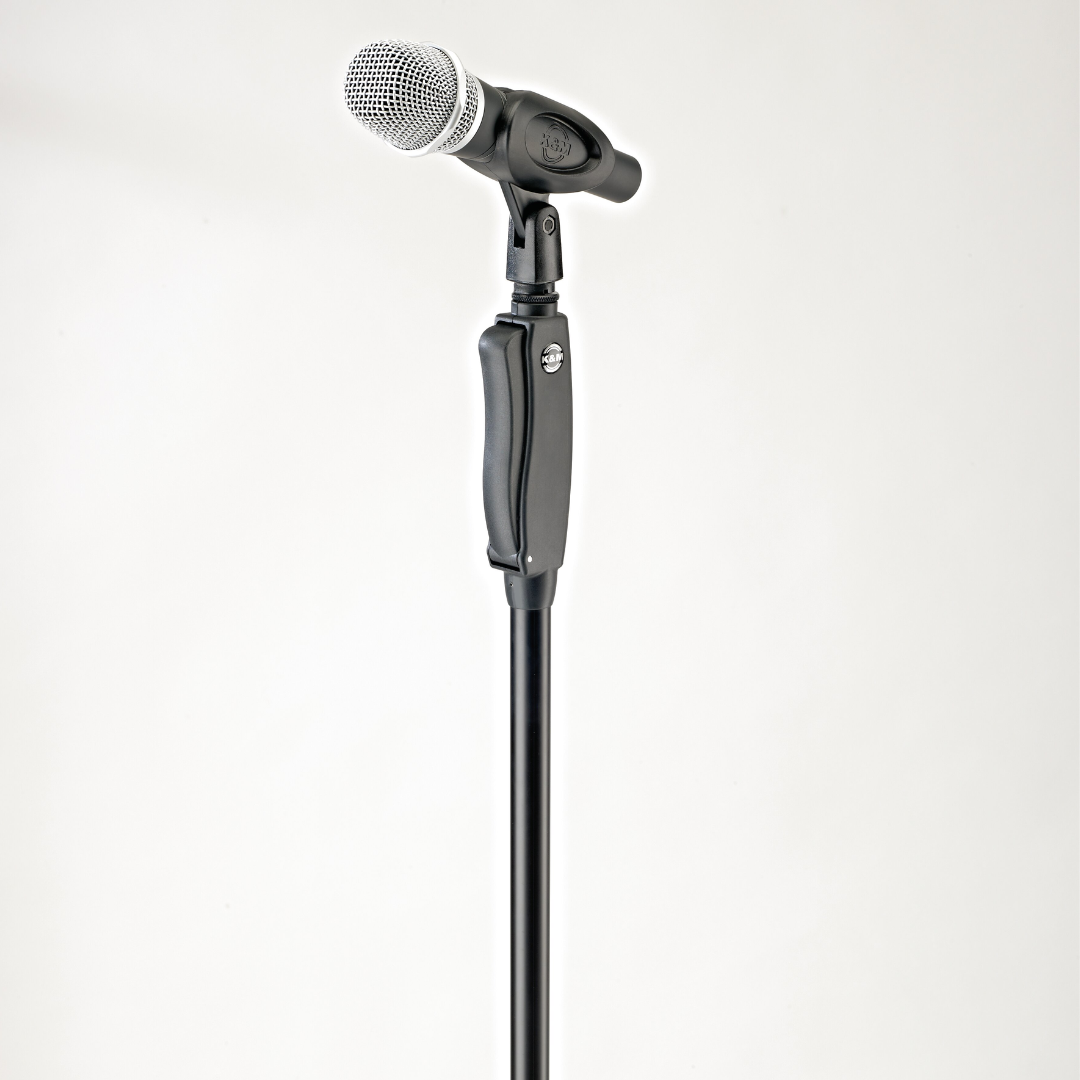 K&M 26250 | One-Hand Adjustable Mic Stand with Silent Clutch & Anti-Vibration Base
