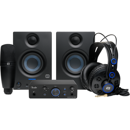 Fender Quantum Complete Bundle | Recording Kit with Interface Mic Monitors | 24-bit 192kHz Studio Package