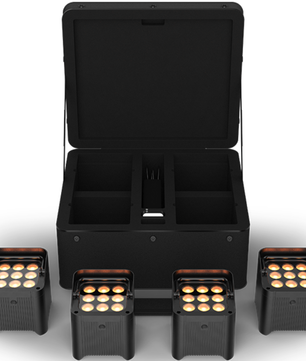 Chauvet DJ Freedom Par Q9 X4 | 4-Fixture Wireless Uplighting Kit | Bag, Multi-Charger & Remote Included