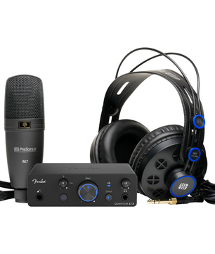 Fender Quantum Creator Bundle | Interface Mic Headphones Kit | Portable 2x2 Recording System