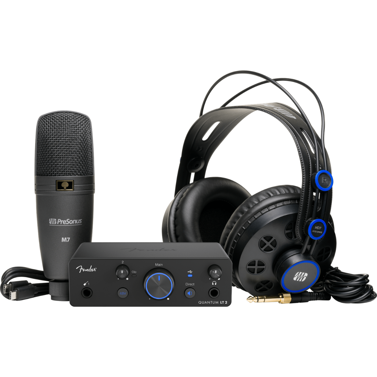 Fender Quantum Creator Bundle | Interface Mic Headphones Kit | Portable 2x2 Recording System