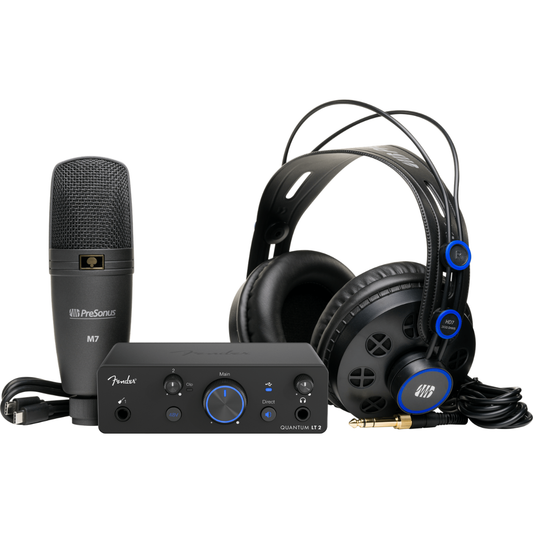 Fender Quantum Creator Bundle | Interface Mic Headphones Kit | Portable 2x2 Recording System
