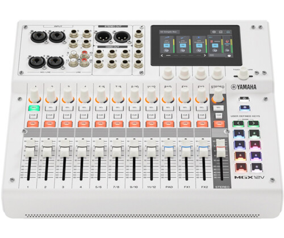 Yamaha MGX12V W | 18-Channel Digital Mixer with 4K HDMI Capture, USB Audio, Bluetooth & FX – White