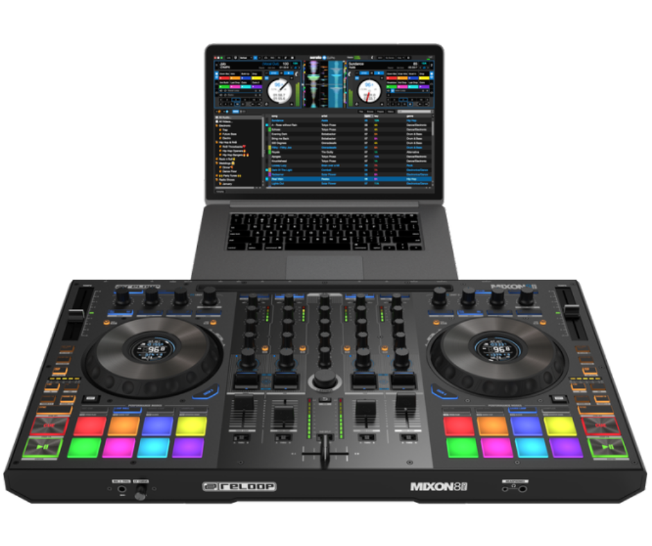 Reloop Mixon 8 Pro | 4-Deck Hybrid DJ Controller | Dual USB, Jog Displays & Standalone Mixer