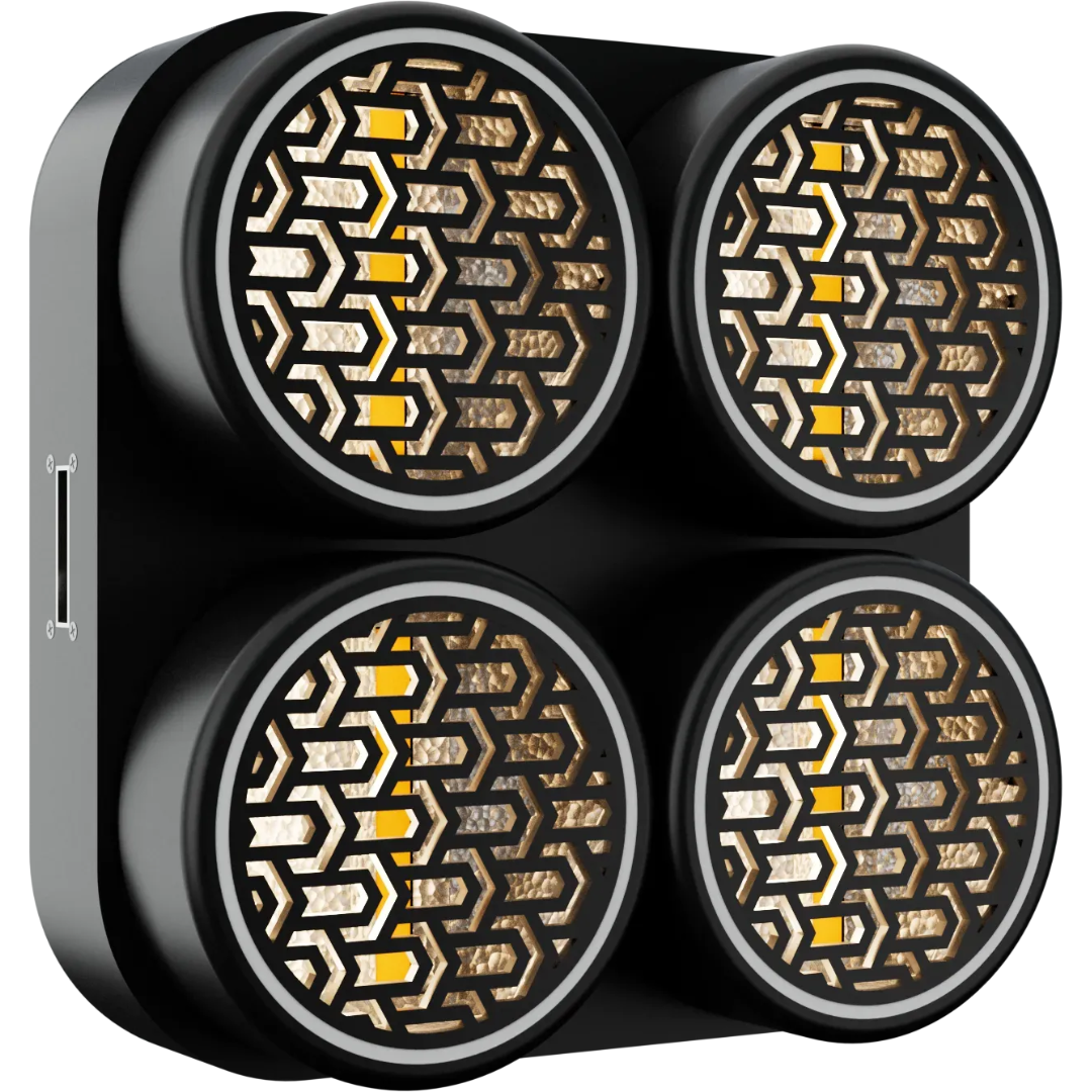 Blizzard Lighting Lux Quadra X4 | 4x50W WW Blinder with RGB Ring | Aura FX + DMX & TRUE1