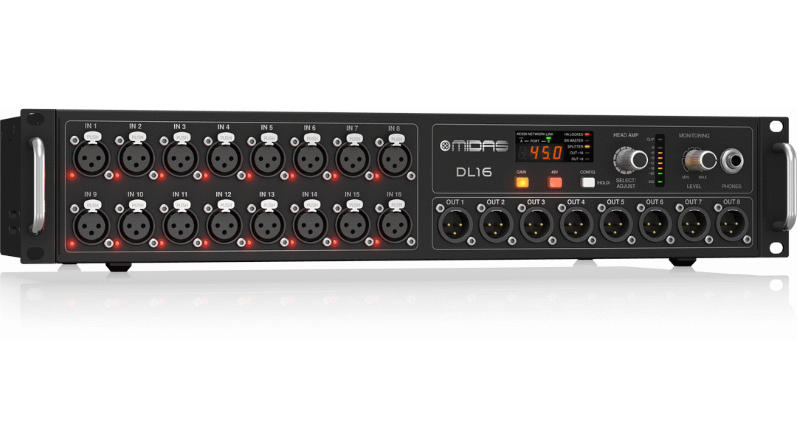 Midas MDS-DL16 | 16-In / 8-Out Digital Stagebox | Dual AES50 Ports & ULTRANET Support