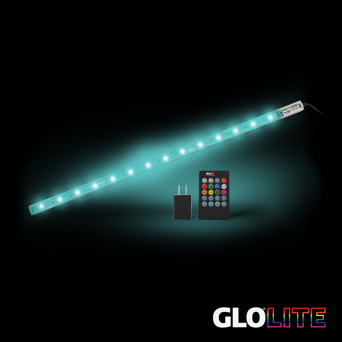 ProX X-GLOLITE20 | 20in RGB LED Light Strip - USB Powered | RF Remote + Sound Active Modes