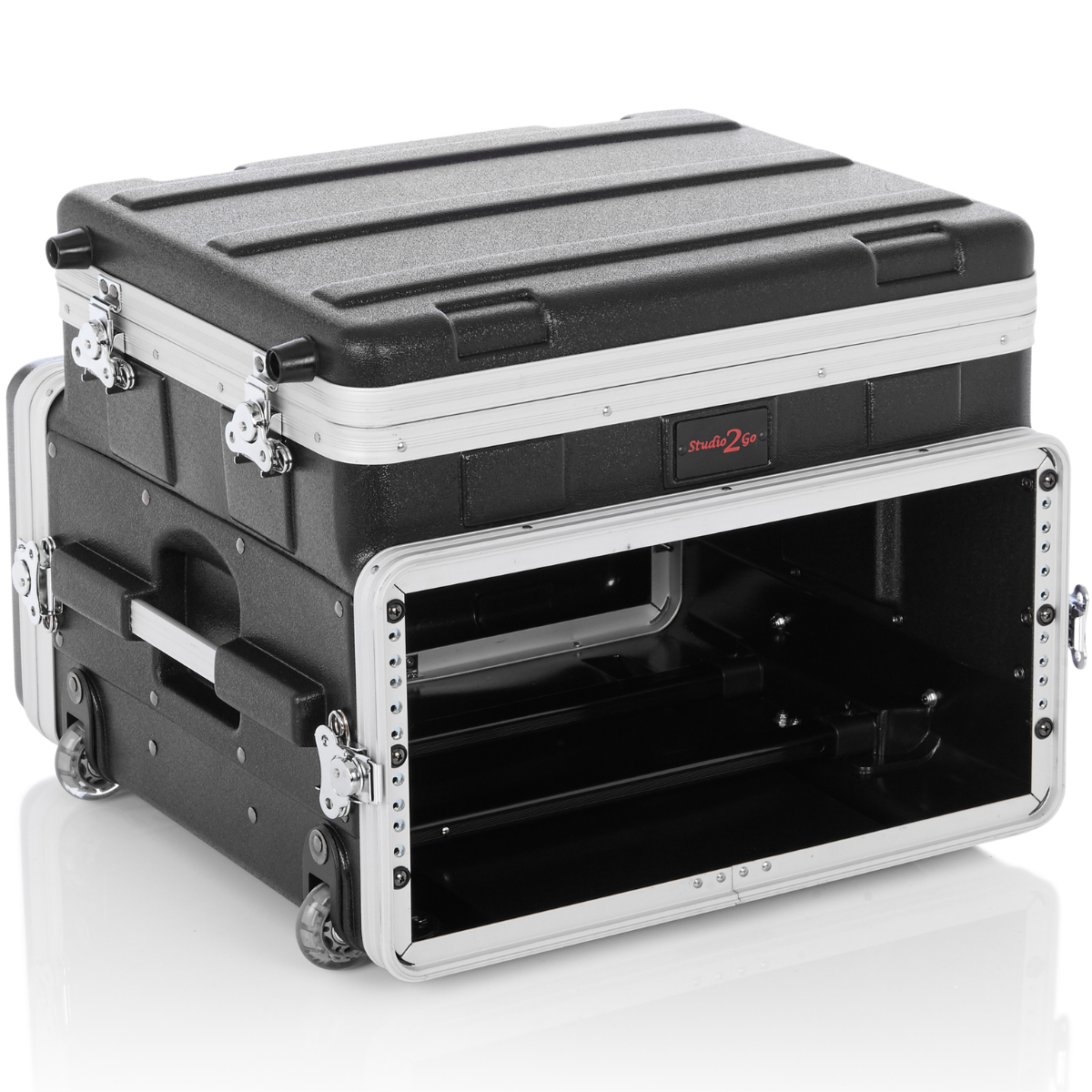 Gator GRC-STUDIO4GO-W | 4U Rack Case with Laptop Compartment | ATA Molded Case with Wheels