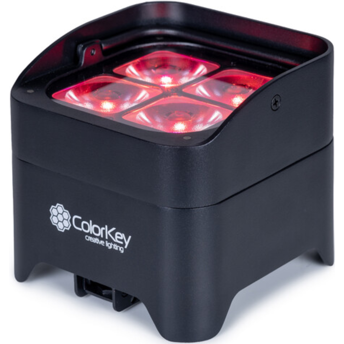 ColorKey MobilePar Mini Hex 4 MKII 4-Pack | Wireless Battery-Powered Uplights | RGBAW+UV Wash Lights with Carrying Case