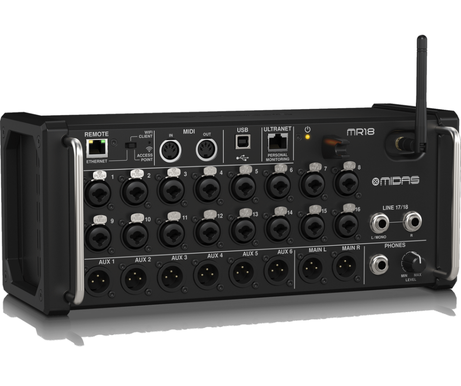 Midas MDS-MR18 | 18-Input Tablet-Controlled Digital Mixer | 16 Midas PRO Preamps & USB Interface
