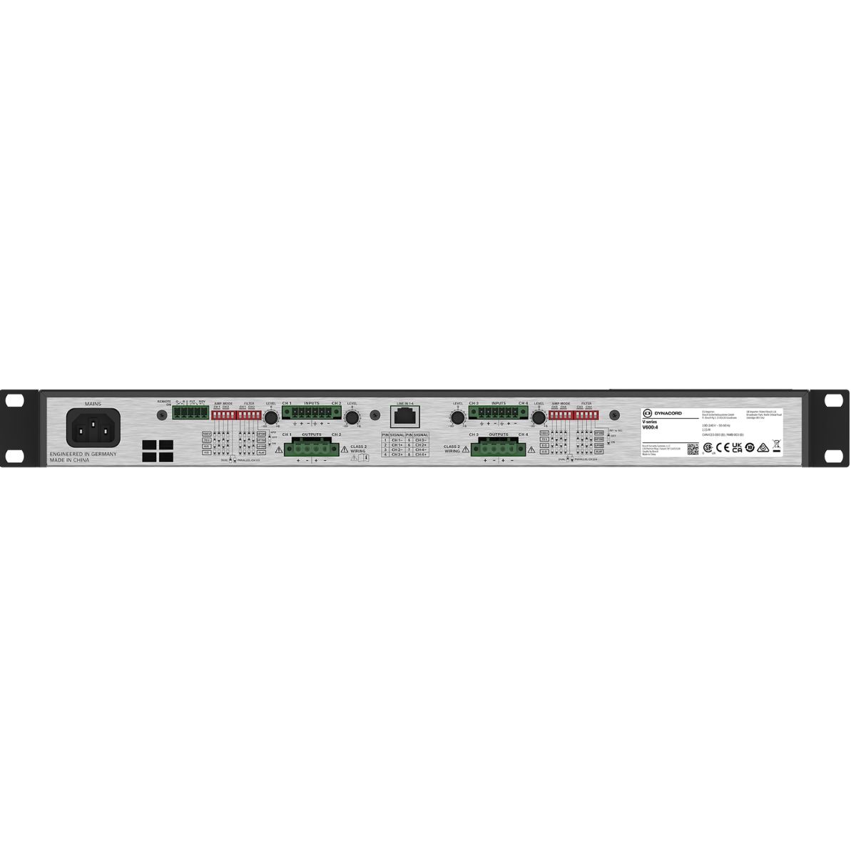 Electro-Voice V600:4 | 4 Ch - 600W Total | 1RU Installation Amplifier
