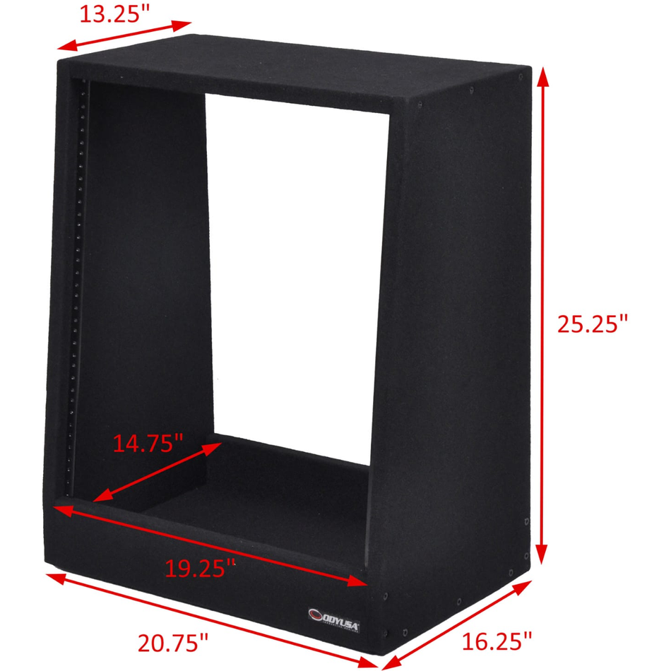 Odyssey CRS12USS131625 | 12U Carpeted Studio Rack MKII | Angled MDF Rack with Steel Rails