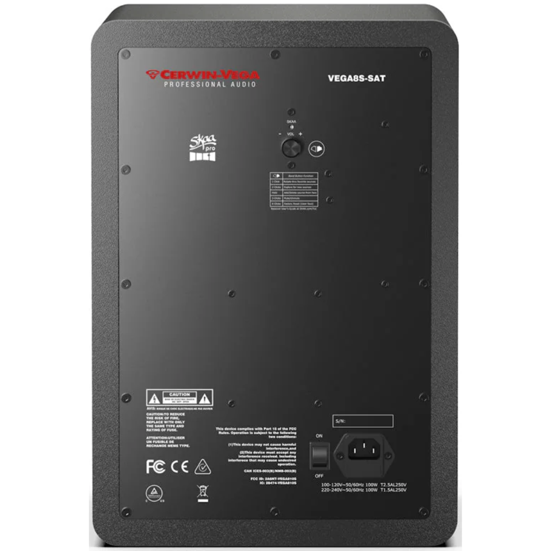 Cerwin Vega VEGA8SB-PR | 8in Studio Monitor Pair with DSP | Bluetooth, SKAA & SKAA Pro Wireless Audio