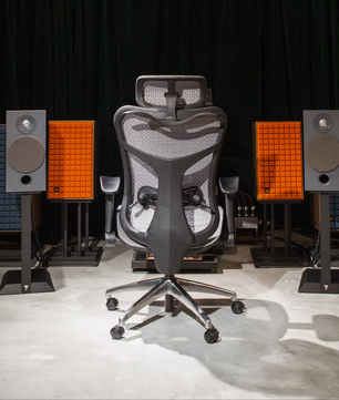 Wavebone Viking Studio Chair Black | Ergonomic Mesh Chair with Lumbar Support | Adjustable Arms & Reclining Back