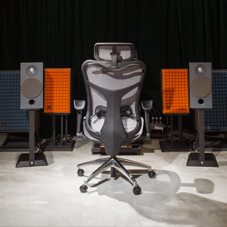 Wavebone Viking Studio Chair Black | Ergonomic Mesh Chair with Lumbar Support | Adjustable Arms & Reclining Back