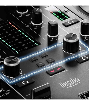 Hercules DJControl Inpulse 500 | 2-Deck Controller with Audio Interface | RGB Pads & Hardware Input Mixer