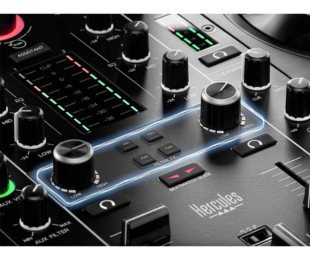 Hercules DJControl Inpulse 500 | 2-Deck Controller with Audio Interface | RGB Pads & Hardware Input Mixer