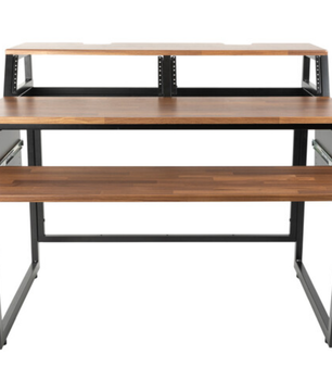 Wavebone Star Rover Studio Desk Wood | Two-Tier Studio Workstation | 6U Rack Space for 49 to 61 Key Keyboards