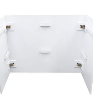 Odyssey PDJBOOTH483824WHITE | Folding DJ Booth Facade | 48in Portable Workstation with Shelves