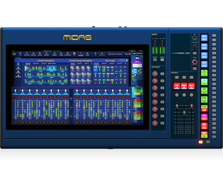 Midas MDS-HD96-AIR-CC-TP | Portable Digital Console in Travel Case | 144-Channel Mixer with Touchscreen