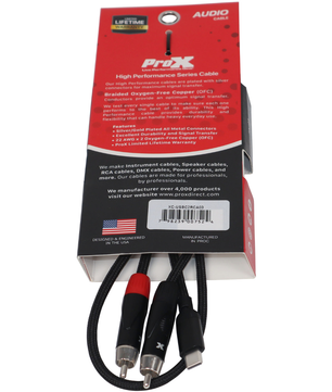 ProX XC-USBC2RCA03 | 3ft USB-C to Dual RCA | 16-Bit DAC Audio Cable