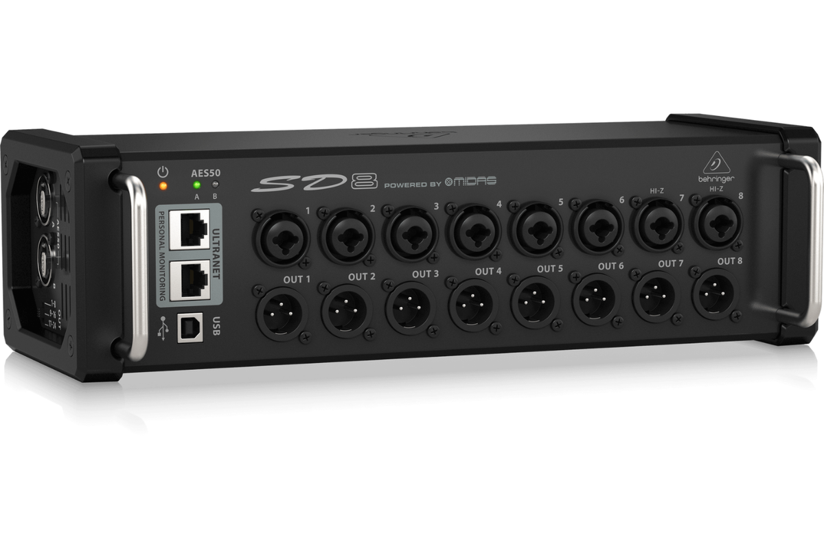 Behringer SD8 | 8 Midas Preamps - AES50 Stage Box | ULTRANET Hub with 8 Outputs
