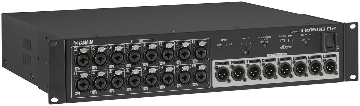 Yamaha TIO1608-D2 | 16x8 Dante Stage Box, 96 kHz | I/O for TF & CL Series with Remote Gain Control & D-PRE Preamps
