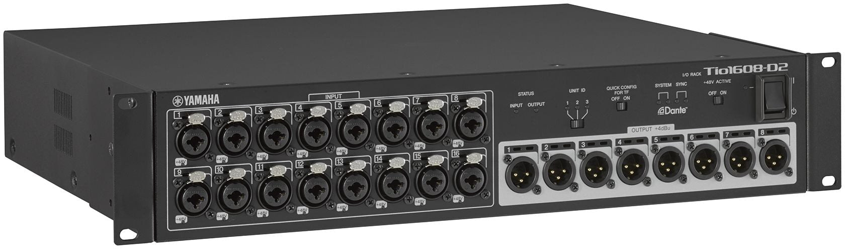 Yamaha TIO1608-D2 | 16x8 Dante Stage Box, 96 kHz | I/O for TF & CL Series with Remote Gain Control & D-PRE Preamps