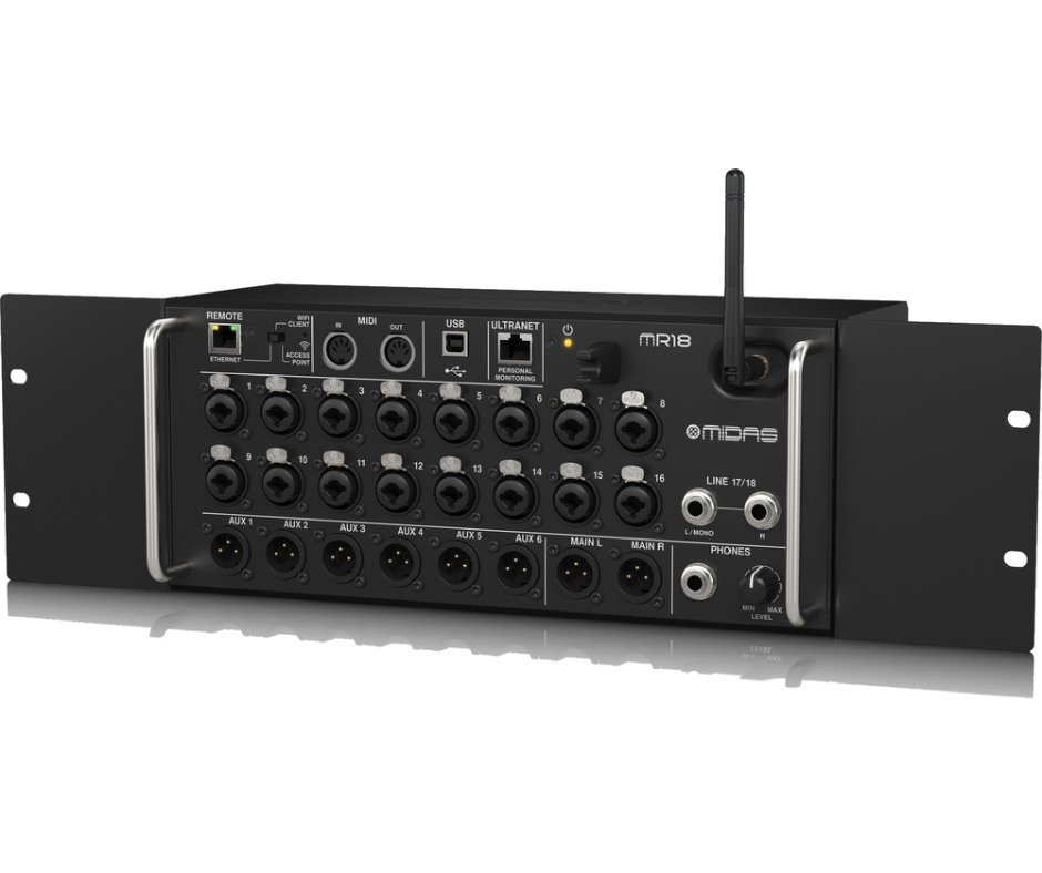 Midas MDS-MR18 | 18-Input Tablet-Controlled Digital Mixer | 16 Midas PRO Preamps & USB Interface