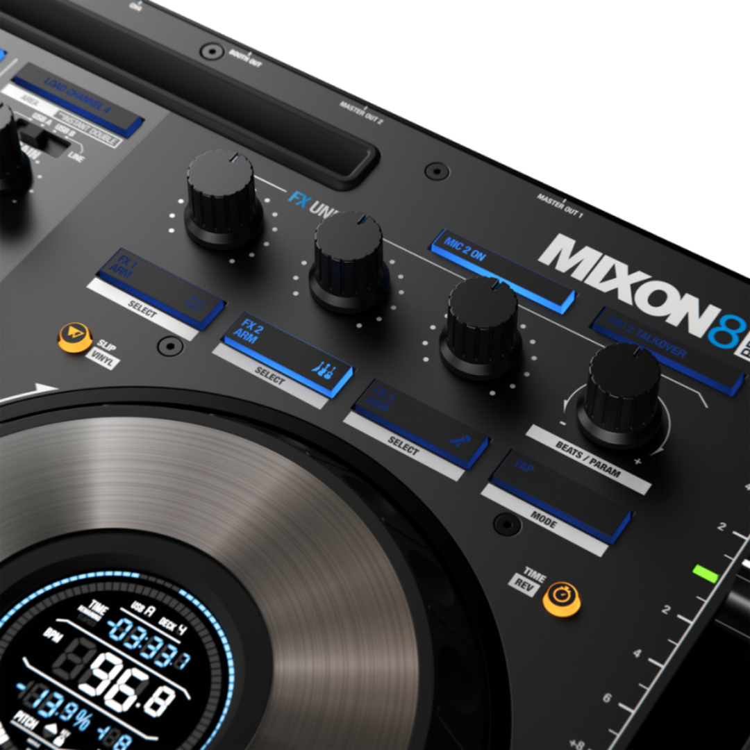 Reloop Mixon 8 Pro | 4-Deck Hybrid DJ Controller | Dual USB, Jog Displays & Standalone Mixer