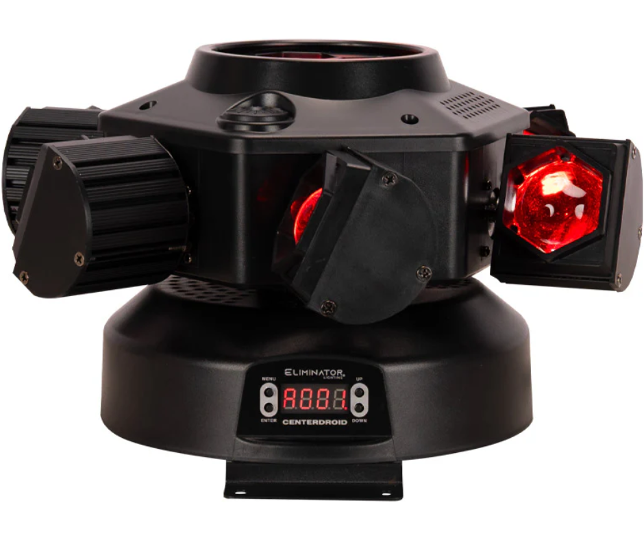 Eliminator CenterDroid | RGBW LED + Laser Centerpiece | Rotating Lens & Tilting Arms