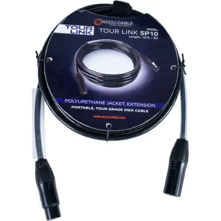 American DJ Tour Link 5P10 | 10' 5-Pin DMX Cable with Heavy-Duty Connectors