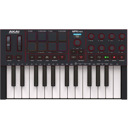 Akai MPK Mini 4(Black) | 25-Key MIDI Controller – RGB Pads, USB-C, MIDI Out