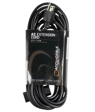 American DJ EC-163-3FER25 | 25' 16-Gauge Black Extension Cord with Triple Edison Outlets