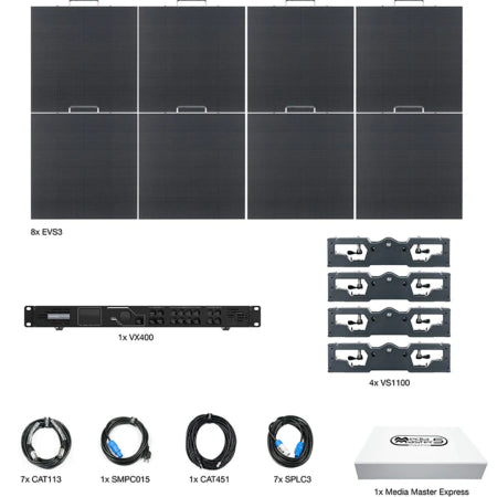 American DJ EVS3-4X2 | Complete 8-Panel 3.9mm LED Video Wall System with Processor & Software
