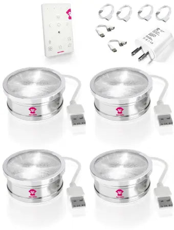 Ape Labs Coin 2+ Set of 4 | 15W RGBaW Uplights, Effect Lights, USB Powered