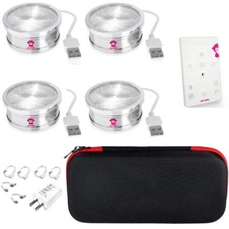 Ape Labs Coin 2+ Set of 4 RoadPack | 15W RGBaW Uplights, Effect Lights, USB Powered