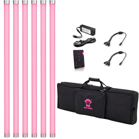 Ape Labs Neon CW Solo Package | 6x RGBcW Battery Tubes + Charger | Complete Wireless Lighting Kit